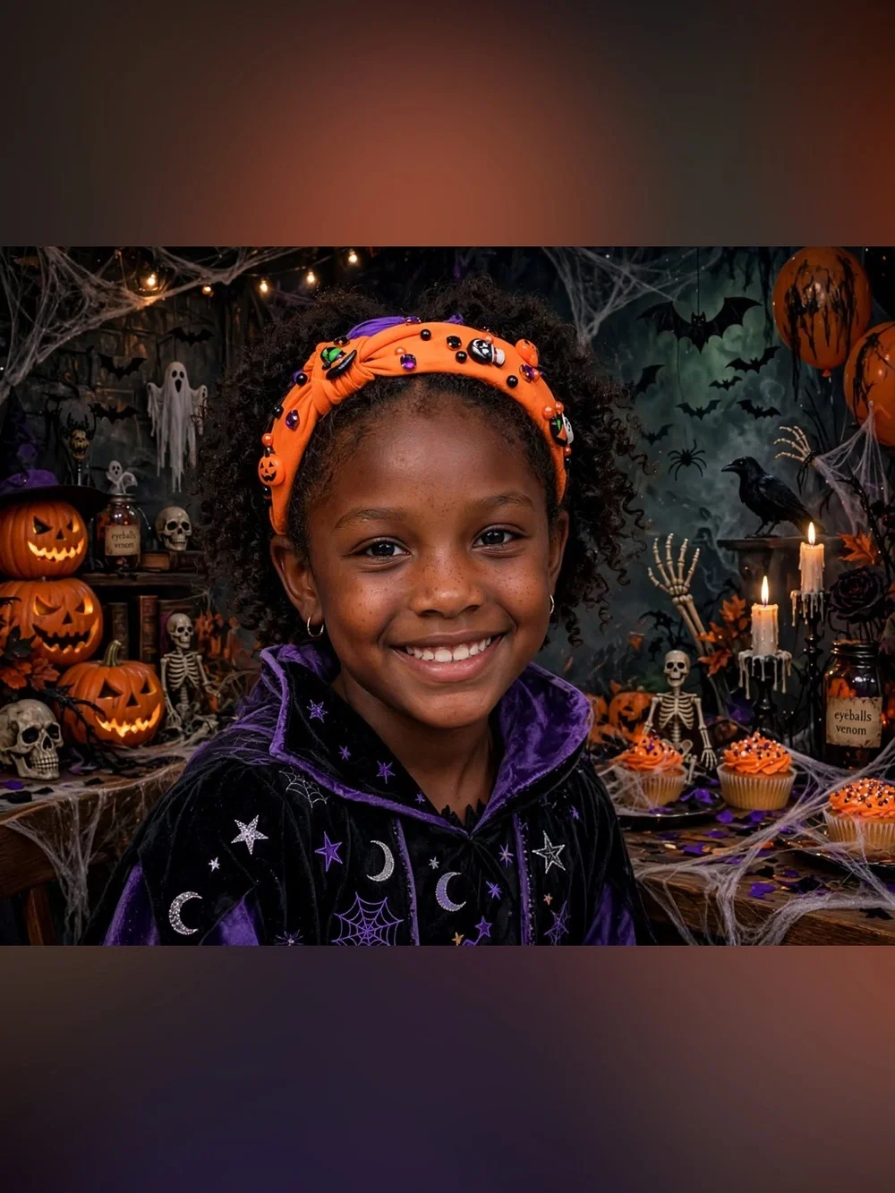 Ivyu Orange Embellished Halloween Headband